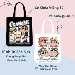 Túi Tote Canvas In Hình Shin Cậu Bé Bút Chì - Túi Vải Thời Trang Dễ Thương, Phong Cách Hàn Quốc