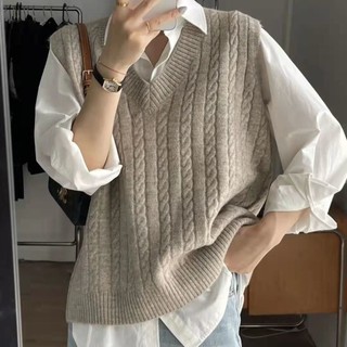 Áo len mẫu mới Áo Gilê Nữ Áo Gilê kiểu Tây cổ chữ V dệt kim cỡ lớn rộng rãi mặc ngoài áo không tay mặc ngoài cho nữ
