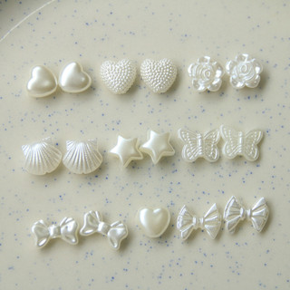 Nail Art Mini Ngọc trai giả vỏ hoa hồng trắng bướm phụ kiện DIY bông tai phụ kiện tóc vật liệu ốp điện thoại bán buôn