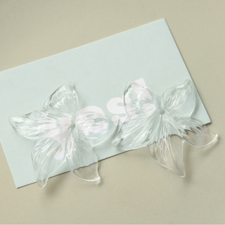 Phụ kiện acrylic DIY hoa kèn không đều, trong suốt, đục lỗ, cho bông tai, phụ kiện tóc, chất liệu ốp điện thoại bán buôn