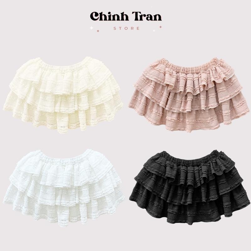 Chân Váy Xòe 3 Tầng Coquette Dễ Thương Có Quần Bảo Hộ Freesize