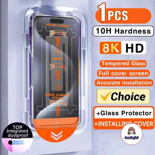 Tấm bảo vệ màn hình cài đặt không bụi cao cấp cho IPhone 11 12 13 14 15 16 Pro MAX 16plus XS MAX XR Phim cường lực có công cụ lắp đặt
