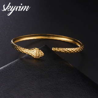 SKYRIM Vòng Tay Nữ Họa Tiết Rắn Đuôi Thẳng Mở Thép Không Gỉ Món Quà Trang Sức
