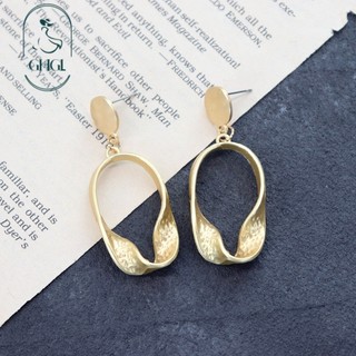 Ghgl❤️Châu Âu Mỹ Độc Đáo Pháp Bông Tai Vàng Nữ Phóng Đại Influencer Kim Loại Đơn Giản Bông Tai Cao Cấp Retro Sang Trọng Bông Tai