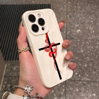 Ốp điện thoại toàn diện Cross Red Snake độc đáo Creative Dark Series Thích hợp cho iPhone16plus 15pro 14pro 13promax 12promax 11 xr 16 15plus xsmax 7plus Vỏ điện thoại chống sốc