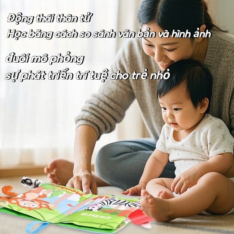 Sách vải 3D, tăng tương tác, sột soạt kích thích trí não an toàn cho bé, cho bé đồ chơi