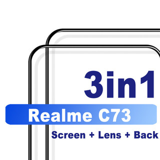 Kính cường lực 3 trong 1 Realme C73 5G cho Realme C71 C75 C75x 4G 5G HD Bảo vệ màn hình Bảo hiểm toàn diện với bảo vệ ống kính máy ảnh + Phim mặt sau