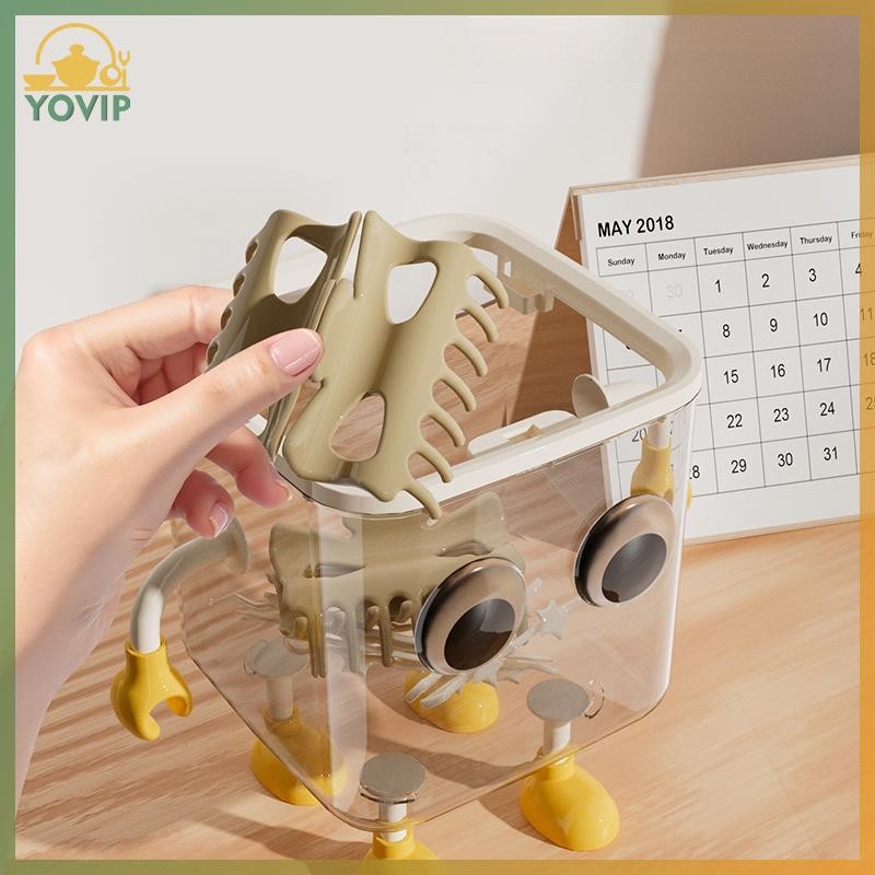 YOVIP Dễ Thương Trong Suốt Để Bàn Thùng Rác Nhỏ Văn Phòng Có Giá Trị Cao Có Nắp Bảo Quản Giỏ Giấy Rác Bàn Học Sinh Ký Túc Xá Thùng Chứa VN