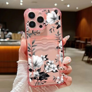 Ốp Lưng Hoa Đen Trắng Sang Trọng Cho Samsung Galaxy A71 A51 A42 A12 M12 A21S A50 A50S A30S A20 A30 Túi Đựng Thẻ Ví TPU Vỏ Điện Thoại