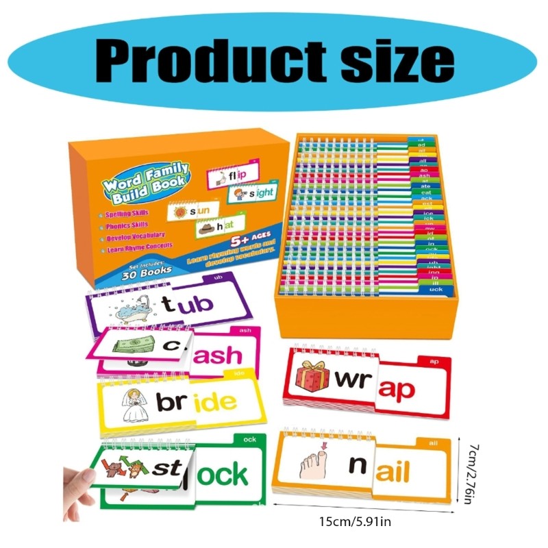 MIS Word Family Flip Books Phonics Flash Cards Đọc và Rhyme Flip Books để phát triển đọc sách mầm non