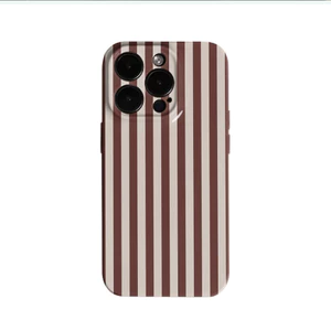 Ốp điện thoại sọc trắng và nâu cho iPhone16PM 15ProMax 11Pro 12MINI SAMSUNG S22 / 23 / 24 / 25 13plus 7 / 8 SE XS XR Vỏ cứng bóng