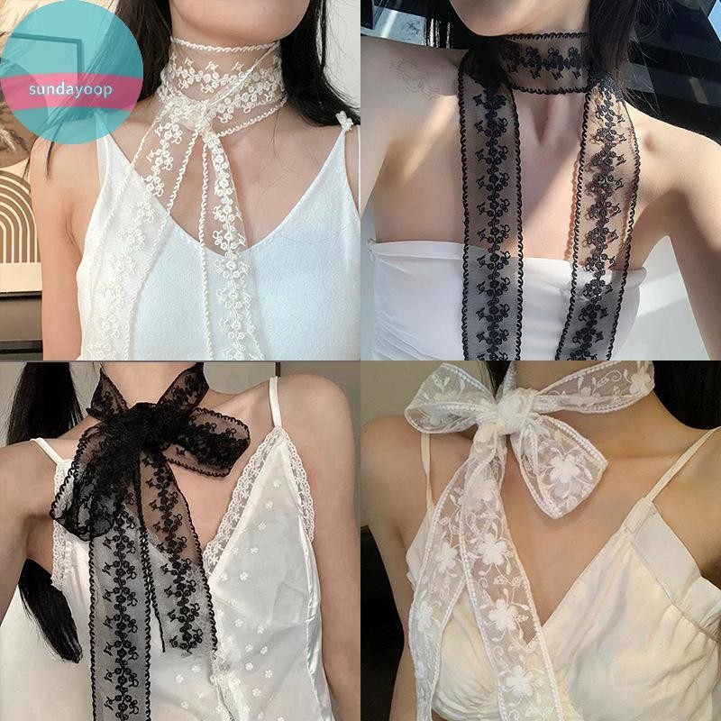 Sund Khăn Ruy Băng Thêu Phong Cách Ren Pháp, Thắt Lưng và Snood, Phù Hợp Mùa Hè