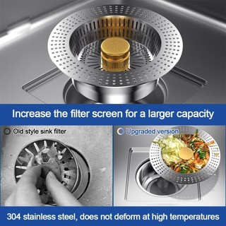 Bộ lọc thoát nước bồn rửa chén METALWRK, Nút chặn bồn rửa chống tắc 3 trong 1, Bộ lọc bồn rửa bật lên bằng thép không gỉ 304 được nâng cấp cho nhà bếp