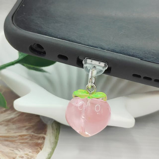 Điện Thoại Di Động Trang Trí Chống Bụi Cắm DIY Nhựa Mô Phỏng Mềm Đào Nhỏ Mặt Dây Chuyền Điện Thoại Di Động Lỗ Chống Bụi Cắm