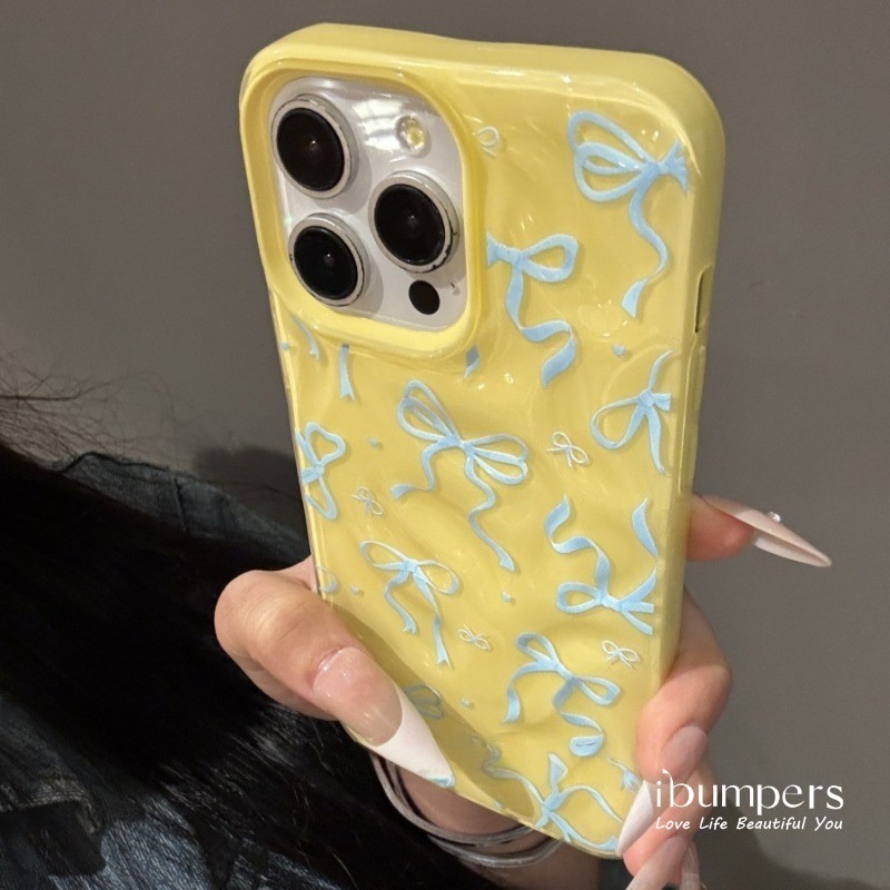 ibumpers Ốp Điện Thoại iPhone Hàn Quốc Coquette Bow Họa Tiết Cho IPhone 11 12 13 14 15 16 Pro Max Ốp Lưng Thiên Thạch Màu Kẹo Silicon Mềm Chống Sốc
