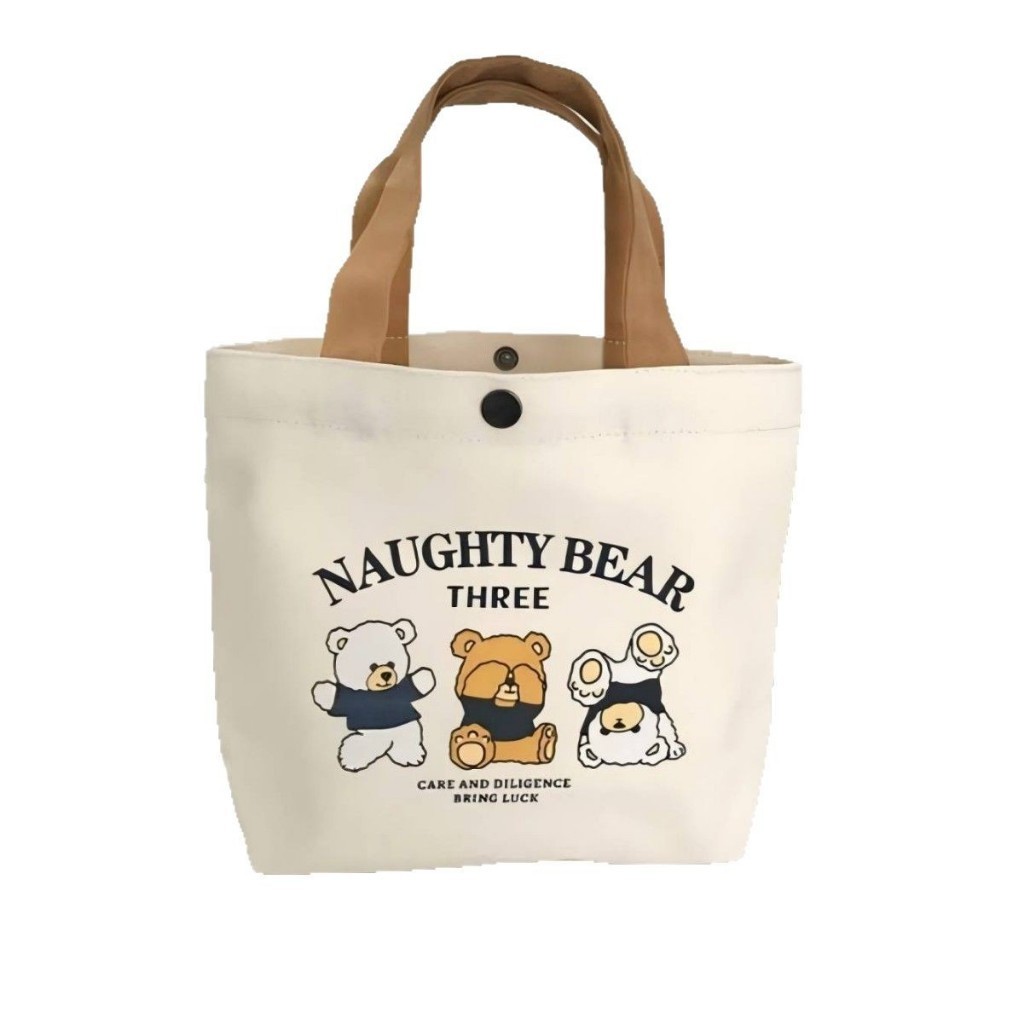 Túi xách vải cute thời trang mini In Hình gấu dễ thương