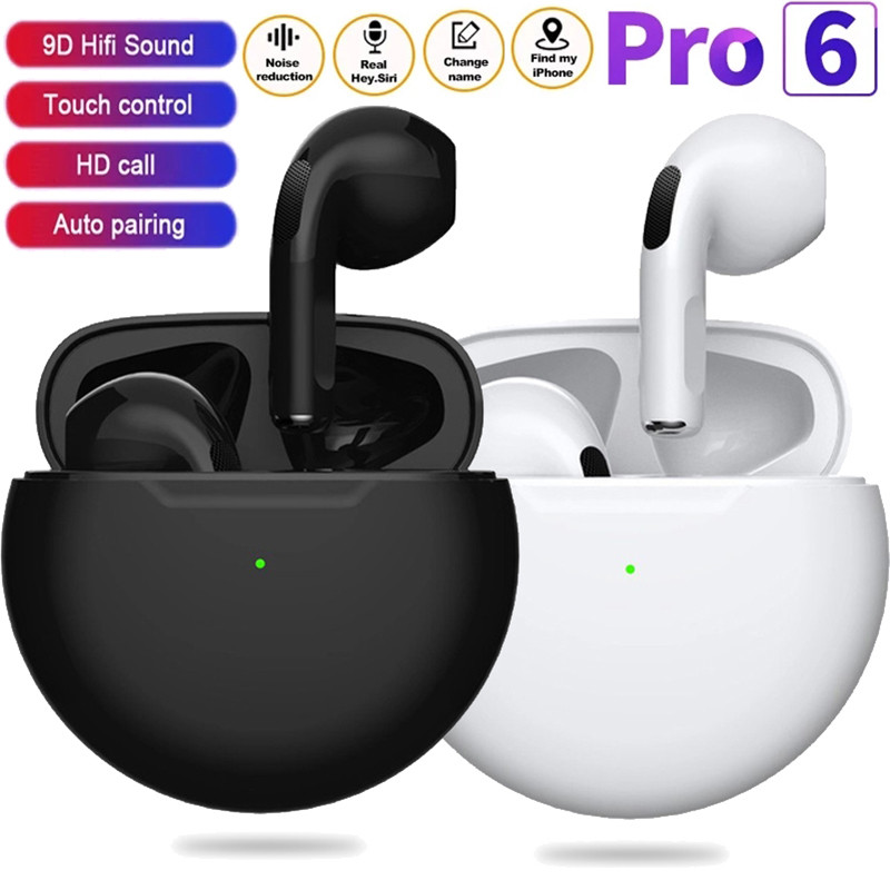 Tai nghe Pro 6 Tai nghe Bluetooth không dâyTWS có micrô Điều khiển cảm ứng Tai nghe chống bụi Tai nghe cuộc gọi HD chất lượng cao