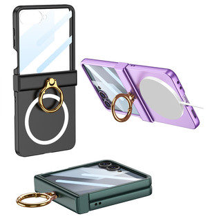 Ốp Lưng Từ Tính Cho Samsung Z Flip 7 6 5 Flip7 Flip6 Flip5 5G PC Siêu Mỏng Cứng Bản Lề Gấp Vỏ Bảo Vệ Có Phim Cường Lực