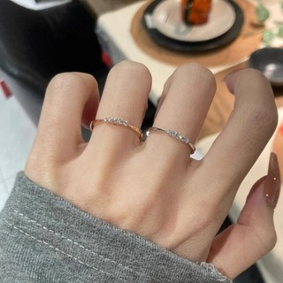 Nhẫn bạc nữ lấp lánh zircon dễ điều chỉnh phong cách Hàn Quốc với thiết kế xếp chồng đa năng và ánh sáng tinh tế