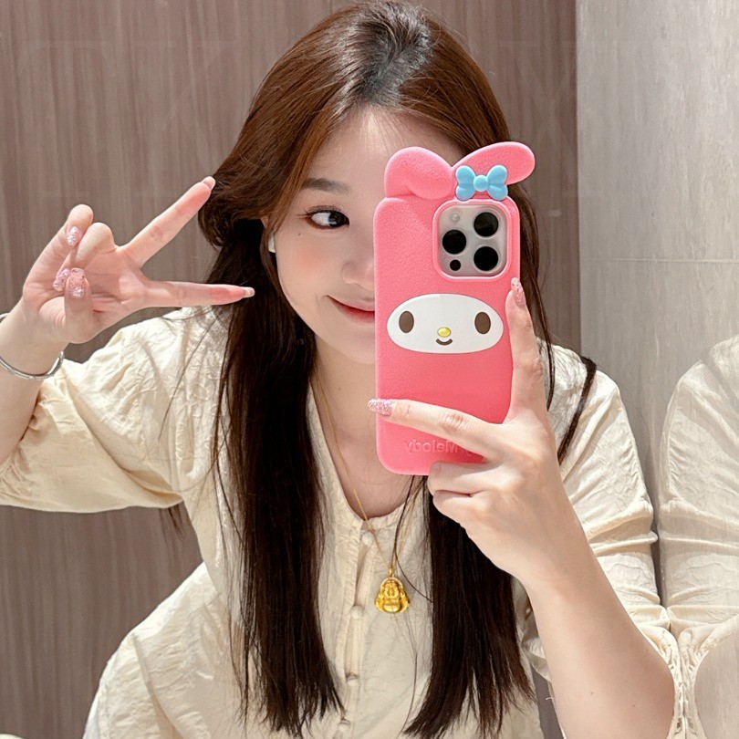 Dành Cho iPhone 12 13 14 15 16 Pro Max 14 16 Plus Kawaii My Melody Vỏ Điện Thoại Silicon Mềm Hoạt Hình 3D Dễ Thương Ốp Lưng Chống Sốc Capas