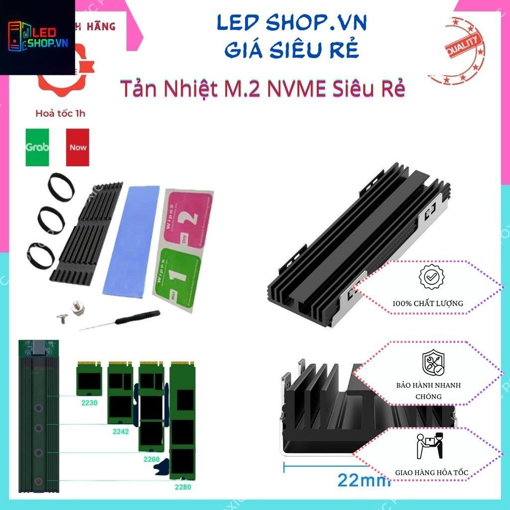 Bộ Tản Nhiệt Cho M.2 NGFF PCI-E NVME M2 SSD Tản Nhiệt Siêu Rẻ Tặng Kèm Ốc Vít