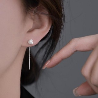 1 Cặp Bạc Tua Rua Bông Tai Retro Dây Thẳng Không Phai Màu Cho Nữ Và Bé Gái