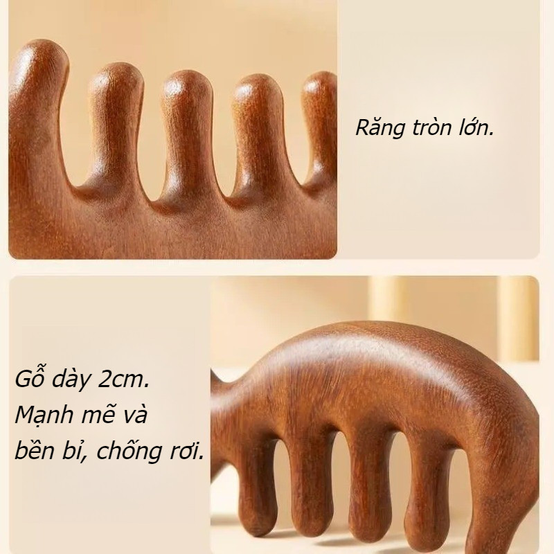 Lược Massage Da Đầu Gỗ Đàn Hương Di Động Chống Tĩnh Điện Thúc Đẩy Lưu Thông Máu Giảm Mệt Mỏi