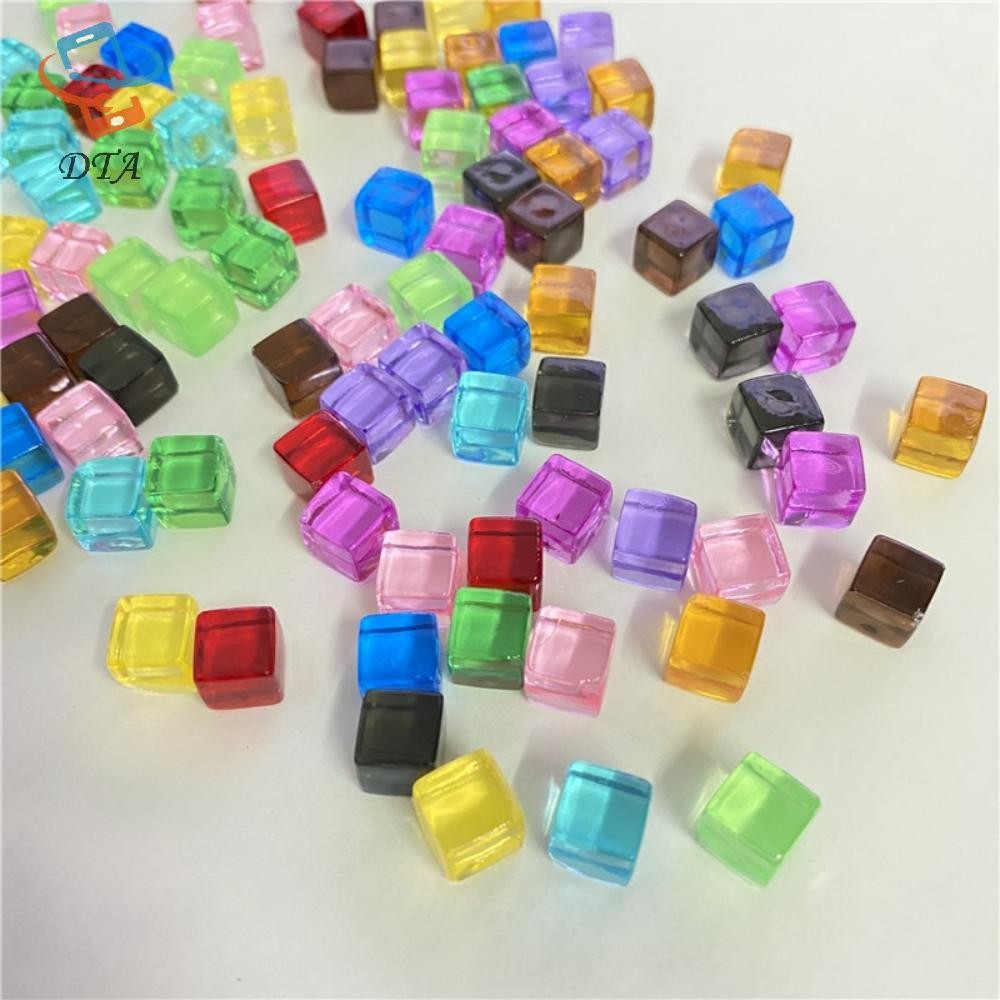 [DTA] 50 Cái / bộ Khối Lập Phương Trong Suốt 8 Mm Pha Lê Nhiều Màu Sắc Góc Vuông Trong Suốt Xúc xắc Cờ Vua Mảnh Góc Phải Cho Trò Chơi Board VN