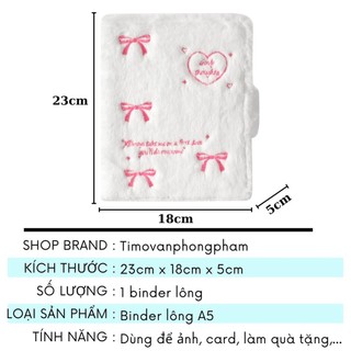 Album Ảnh A5 Binder Lông Nam Châm Hoạ Tiết Nơ Tiểu Thư Sổ Đựng Card Cute Timo VPBL40