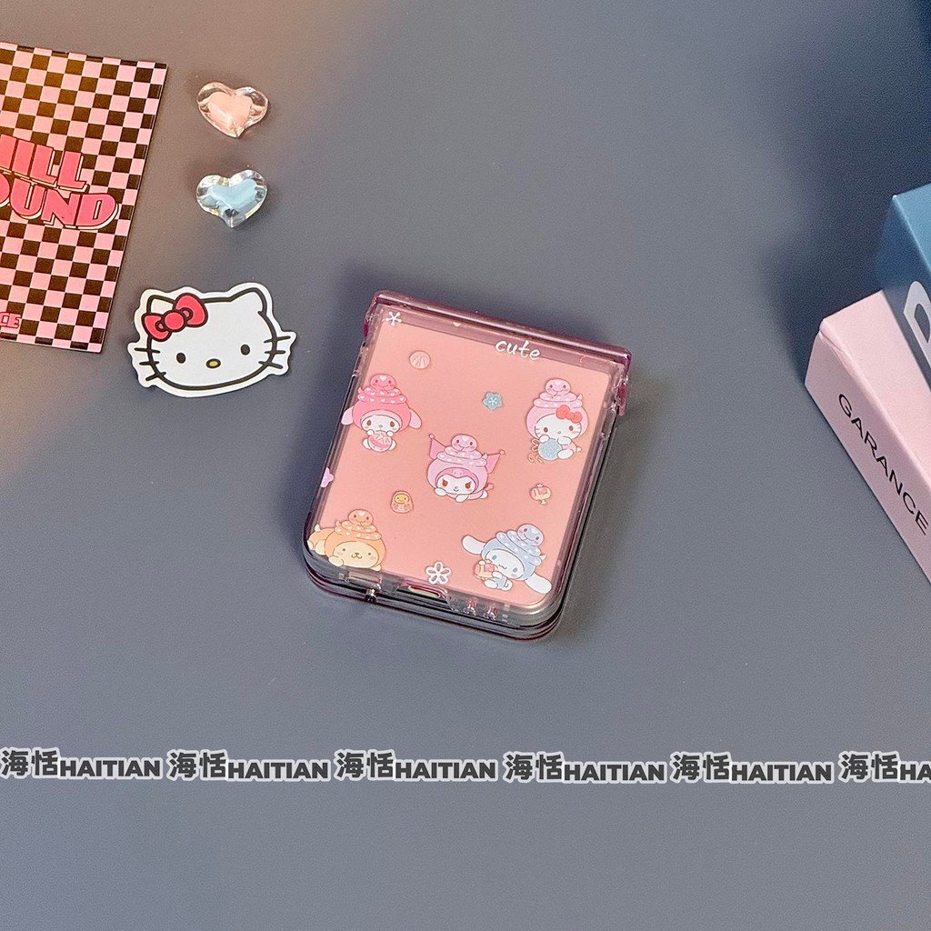 Hoạt Hình Dễ Thương Chấm Bi Mũ Vòng Tay Vỏ Điện Thoại Thích Hợp Cho Samsung Galaxy ZFlip7 ZFlip6 ZFlip5 Dây Gấp Vỏ Cho ZFlip 7 5 6 4 3 5G Vỏ Bảo Vệ