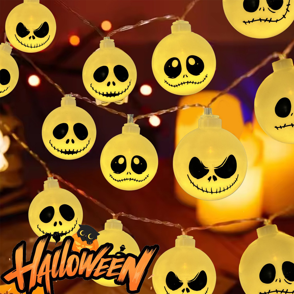Dây đèn LED mặt ma Halloween 10 đèn LED hoạt động bằng pin, Trang trí tiệc kinh dị cho ngôi nhà ma ám / bữa tiệc Halloween, Đồ trang trí bằng nhựa dễ thương và đáng sợ