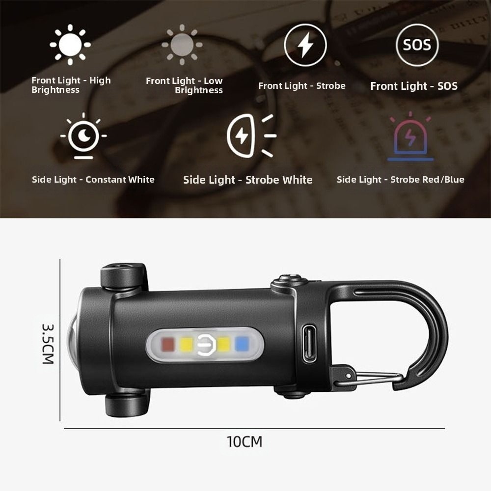Đèn pin móc khóa ESSENCEH, COB LED sạc USB, mini di động, đèn đỏ/xanh, dùng cắm trại, tìm kiếm, đi bộ