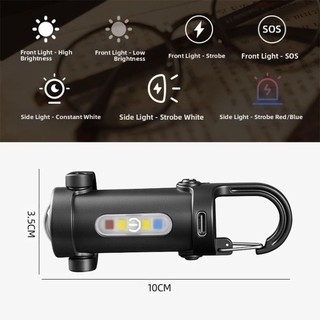 Đèn pin móc khóa COZYNEST, COB LED sạc USB, mini di động, có đèn đỏ & xanh, cắm trại siêu sáng ngoài trời
