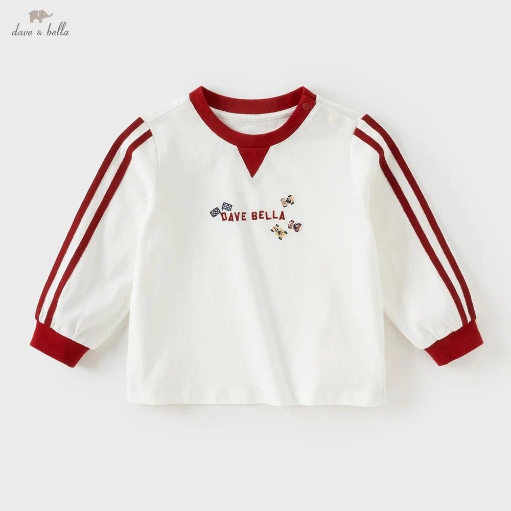 Dave Bella 6M-9Y Áo thun dài tay bé trai 100% Cotton in hình áo phông trẻ em thu đông DB3252919