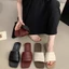 phong cách Hàn Quốc Dép sandal nữ đế mềm quai ngang đi biển mẫu hot