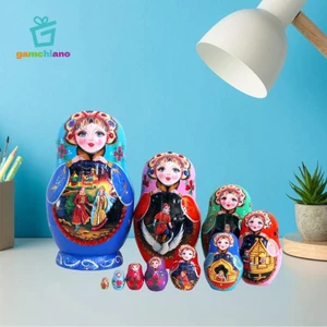 Gamchiano 10 Miếng Làm Tổ Búp Bê Matryoshka Xếp Chồng Bộ Sưu Tập Thủ Công Gỗ Dễ Thương Xếp Chồng Tổ Bộ Để Trang Trí Nhà Cửa Sinh Nhật