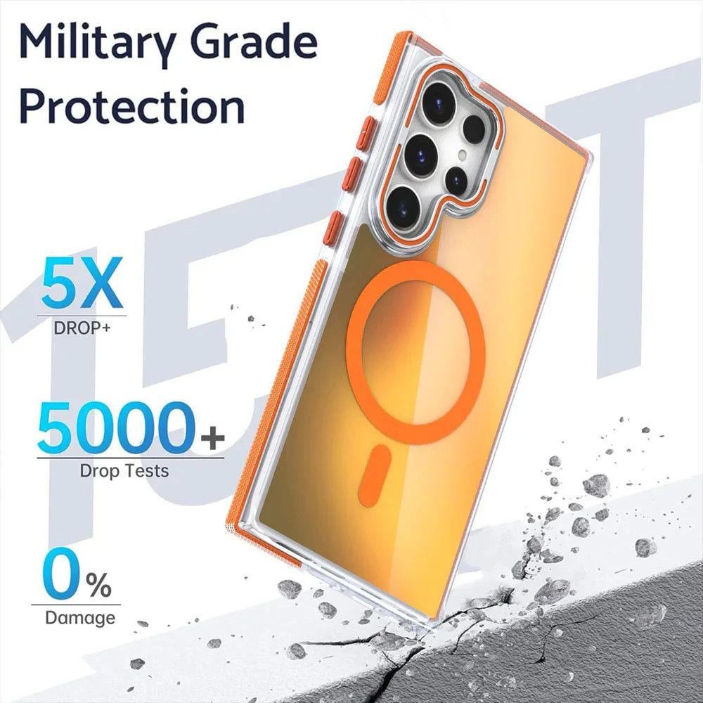 Ốp Điện Thoại Từ Tính Nhiều Màu Sắc Gradient Cho Samsung Galaxy Z Fold 7 6 S26 S25 Ultra S22 S24 Plus S23 Vỏ Chống Sốc Có Chân Đế Máy Ảnh