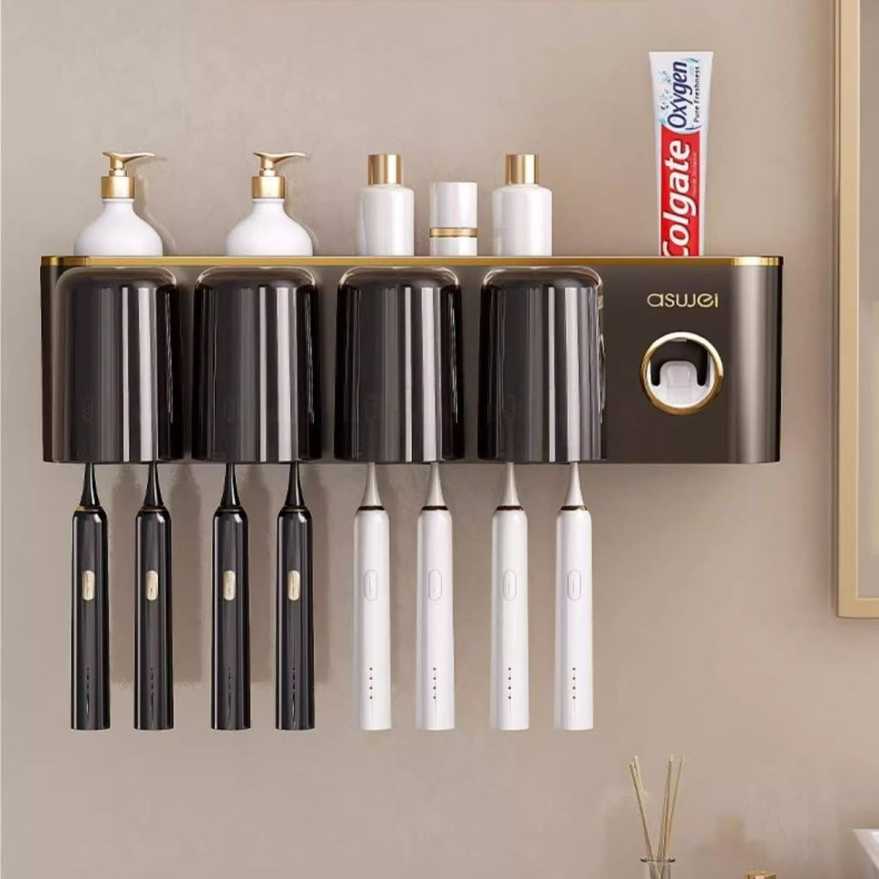 Chất liệu nhựa, Giá đựng bàn chải đánh răng, Kệ tích hợp, Cốc súc miệng điện, Không đục lỗ treo tường, Cốc đựng kem đánh răng