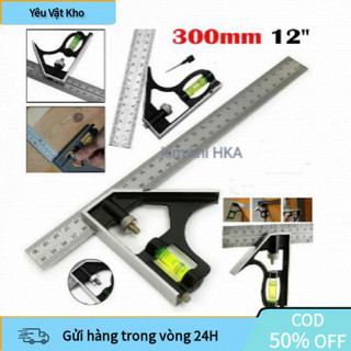 【COD】Thước Đo Góc Vuông & 45 Độ 30cm – Kèm Thước Thủy, Dụng Cụ Cắt Gỗ, Làm Mộc, DIY