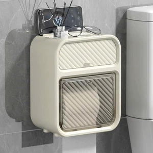 Hộp Đựng giấy vệ sinh dán tường 2 trong 1, Đa năng chống thấm nước treo nhà tắm ABS+PP cao cấp ( kèm miếng dán ) BB-508