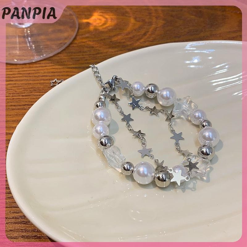 PANPIA-Harajuku Ngôi Sao Vòng Tay Cô Gái Pentagram Ngọc Trai Đính Hạt Lắc Tay Cho Nữ Vintage Thẩm Mỹ Quyến Rũ Vòng Tay Phụ Kiện Trang Sức Quà Tặng