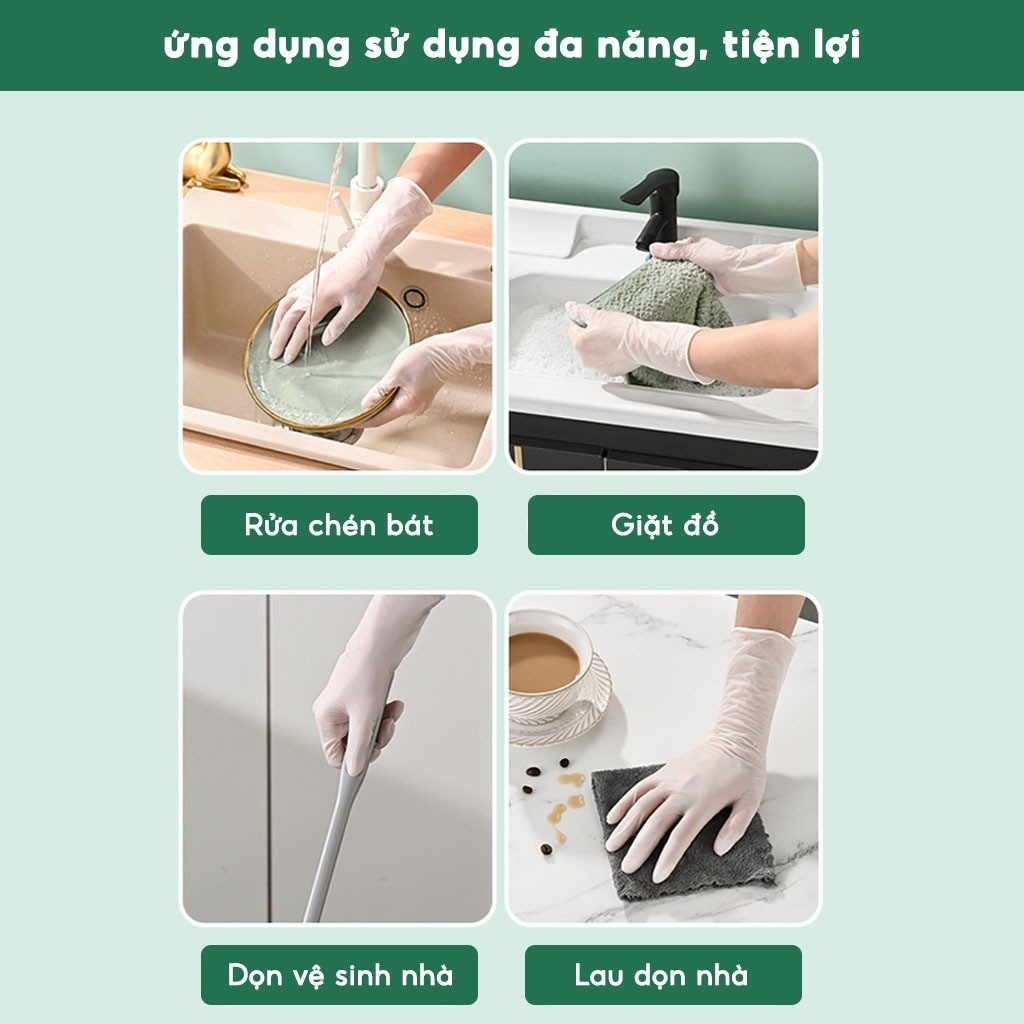 Bịch 30 Găng tay cao su làm bếp siêu dai Bao tay rửa chén bát có thể tái sử dụng nhiều lần