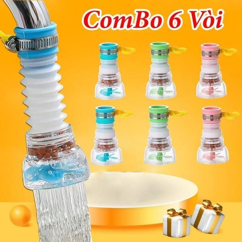 Combo 5 Đầu Vòi Chống Bắn Nước Có Bộ Lọc Xoay 360 Độ Và Kéo Dài 12 cm Cho Phòng Bếp Nhựa ABS/PVC