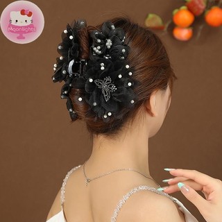 Moonlights Nữ Lưới Hoa Ngọc Trai Cua Tóc Vuốt Nữ Cô Gái Tính Khí Thời Trang Mũ EN