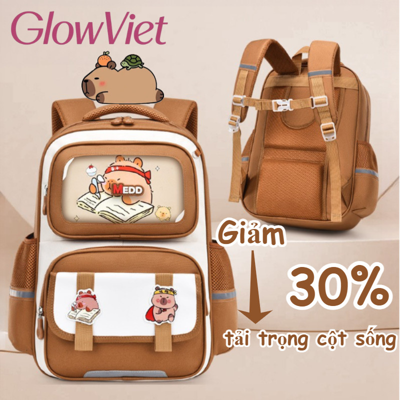 Balo chống gù Capybara, Chống Thấm, đệm lưng thoáng khí, Giảmáplực lên cột sống học sinh
