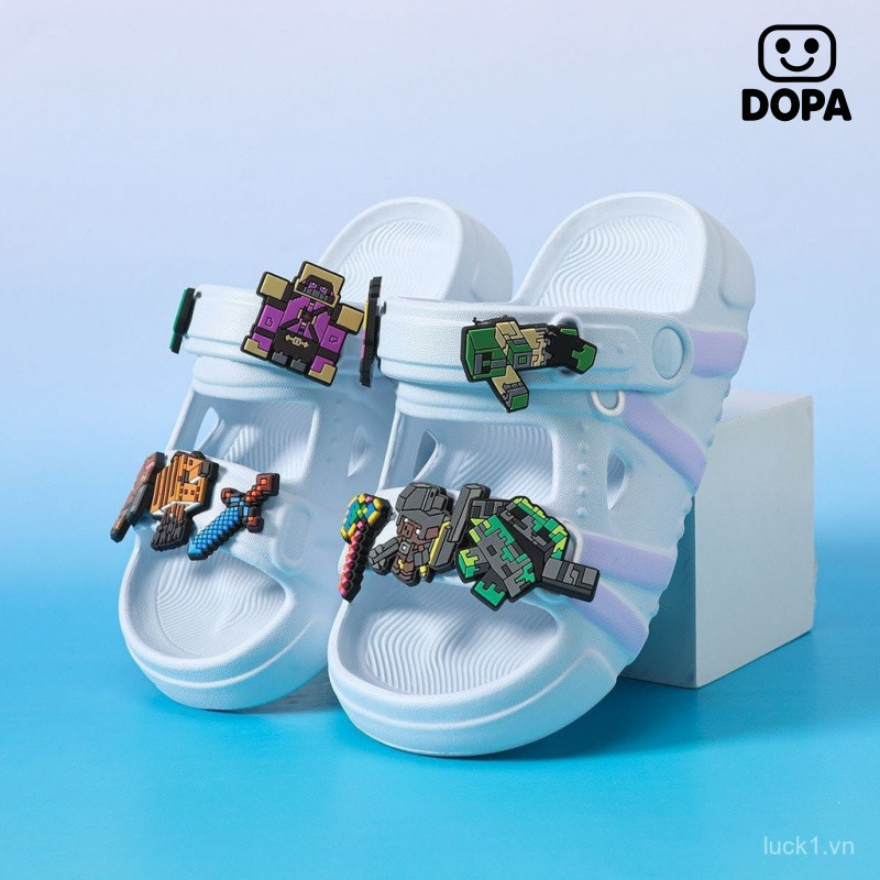 Hoạt Hình Minecraft Dép Trẻ Em Mùa Hè Phong Cách Mới Giày Sandal Bé Trai Dép Chống Trơn Trượt Đế Mềm Cha Mẹ-Con Giày Lật Ngoài Trời