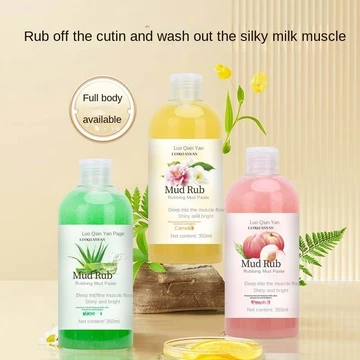 Luo Qianyan Nam Nữ Làm Trắng Da Toàn Thân Sữa Tắm gel Toàn Thân Chết Da Tẩy Tế Bào Chết Sữa Tắm Bùn Sữa Tắm 350ml