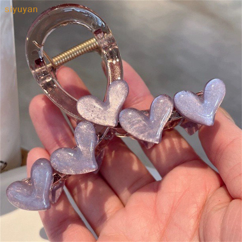 Siyuyan Thanh Lịch Trái Tim Ngọt Ngào Vuốt Tóc Cho Nữ Bé Gái Chống Trơn Trượt Kẹp Chắc Chắn Thời Trang Mùa Hè Mũ Đội Đầu Đơn Giản Phụ Kiện Tóc VN