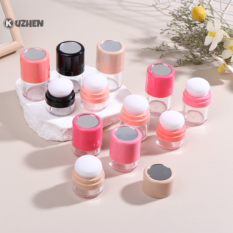 Kuzhen Hộp Rời Có Thể Đổ Lại Trong Suốt Với Puff DIY Hộp Đựng Mỹ Phẩm Blusher Thành Hộp Đựng Bình HOT