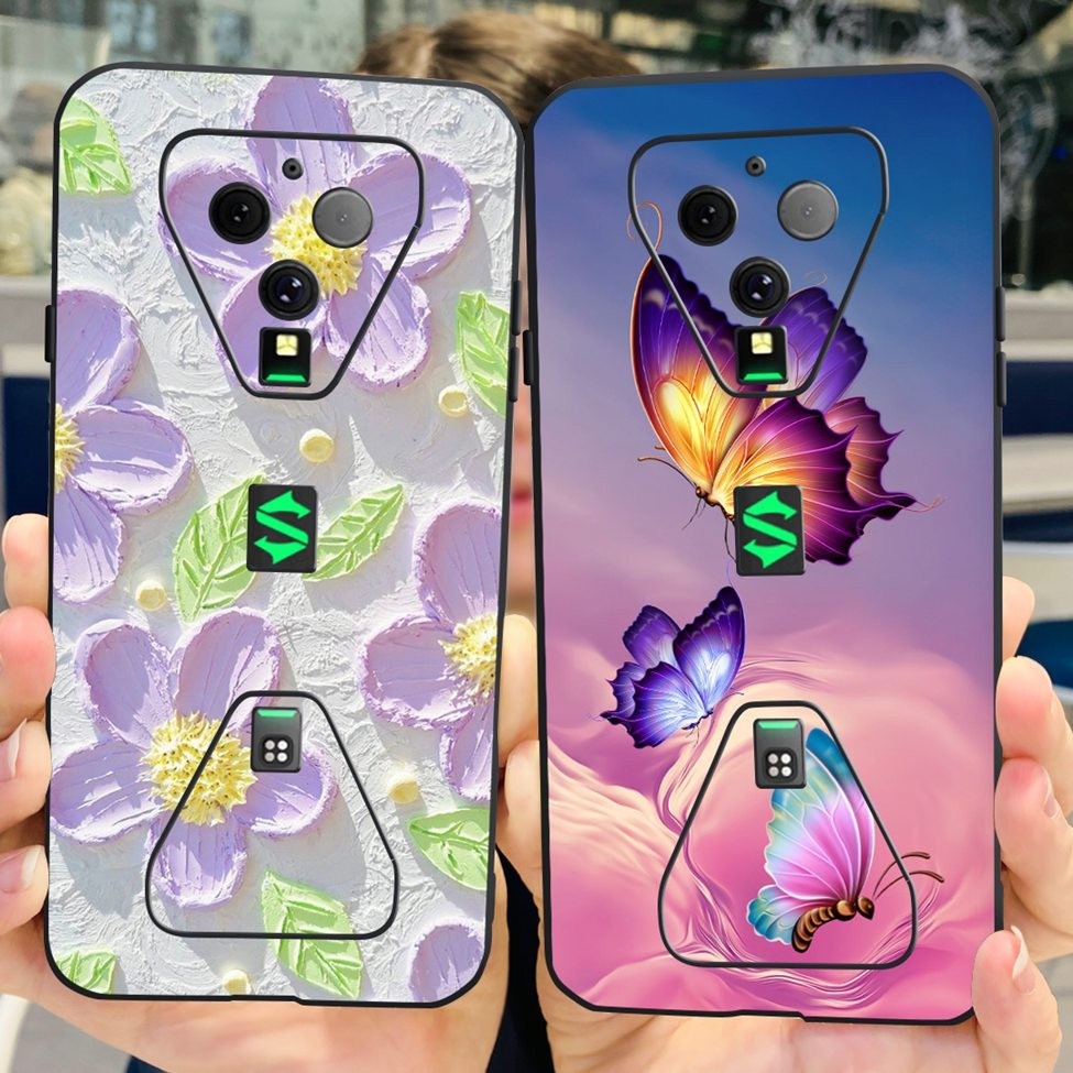 Ốp lưng Xiaomi Black Shark 3 3S Thẩm mỹ Hoa dễ thương Sơn đen Vỏ TPU mềm Xiaomi Black Shark 3S Vỏ điện thoại
